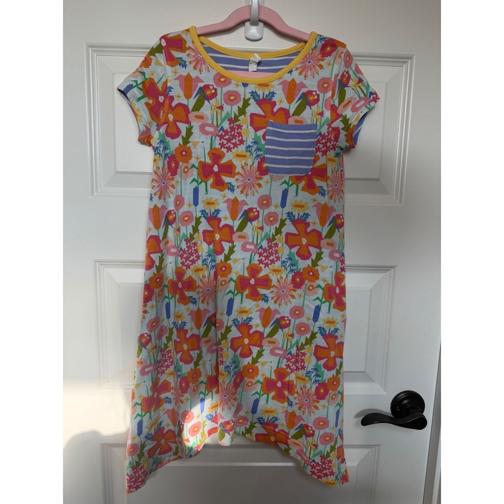 25.Matilda Jane Kids Floral Handkerchief Hem Dress Size 8 Short Sleeve Cotton